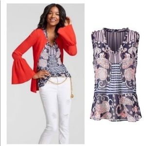 Cabi 5349 Floral Peplum Paisley Blouse Top Size LARGE